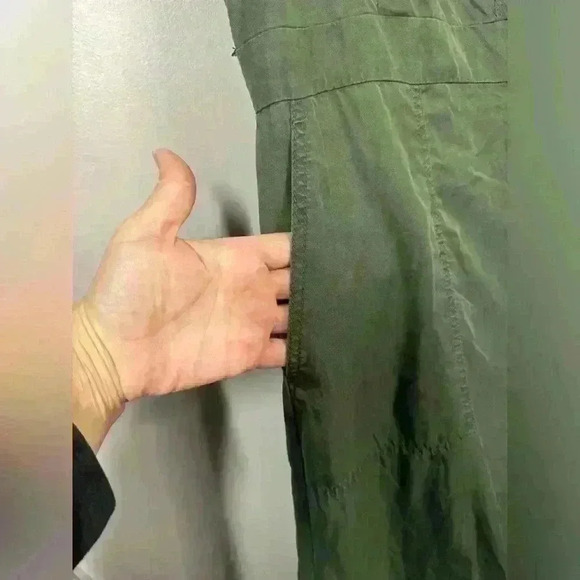 Banana republic olive green sleeveless wide leg jumpsuit pockets zip up size 6 - Picture 6 of 12